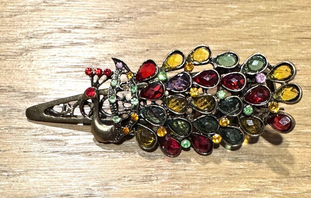 Bejeweled Peacock Hair Barrette Clip #22100 - Picture 8 of 10